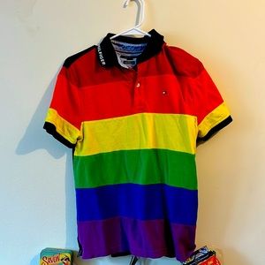 Tommy Hilfiger lightly used mens rainbow polo shirt size small